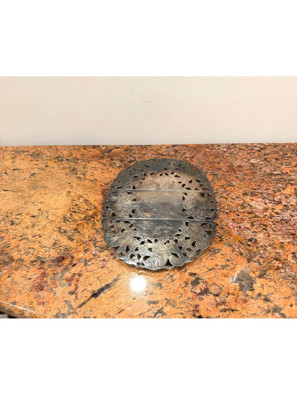 Vintage Raimond Oval Pierced Silver Plate Metal Trivet